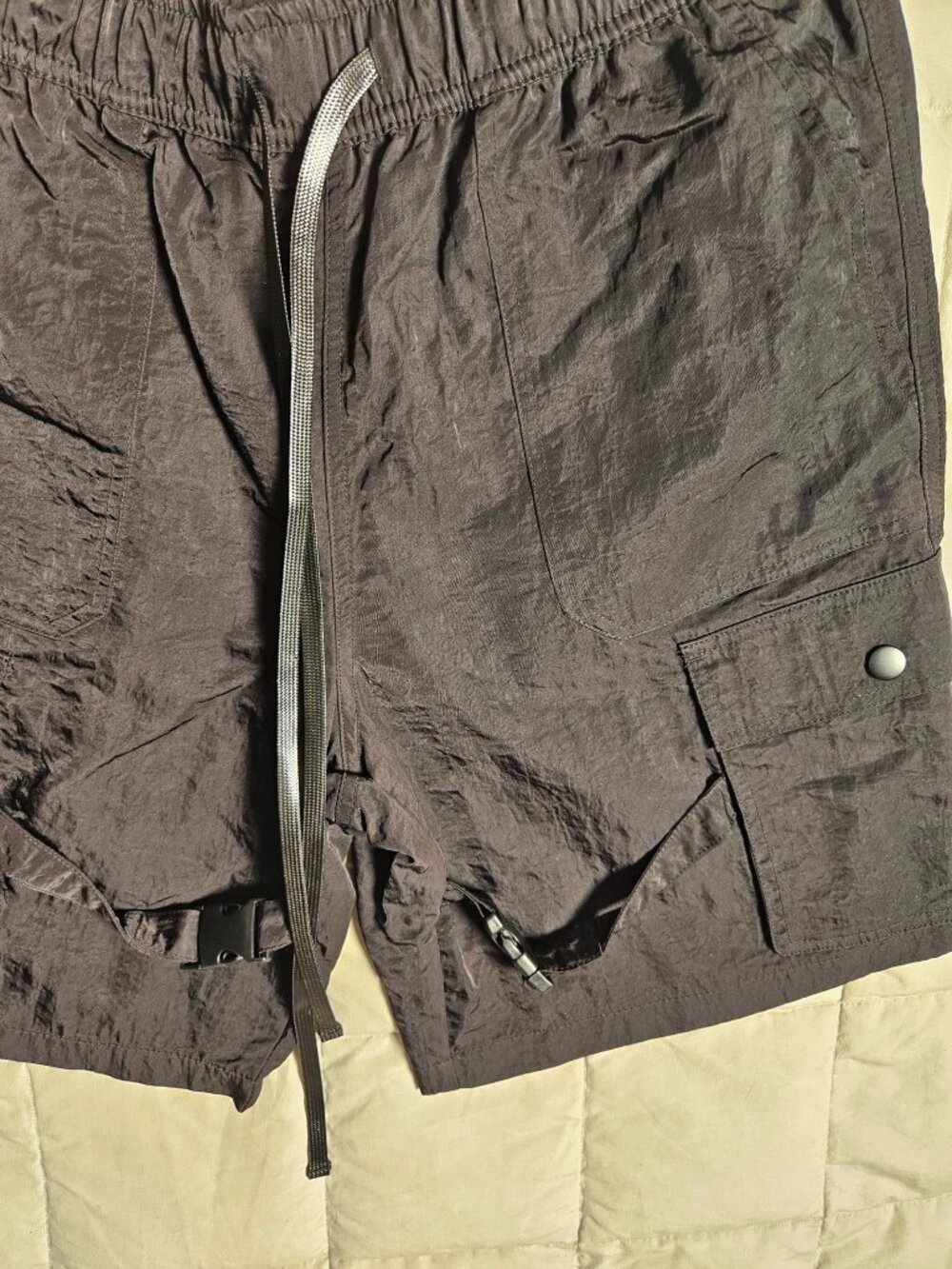 NOVAMEN Nylon Men's Pants Shorts Black Cargo Drawstring